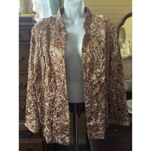 Analogy Plus Size 2x Jacket Eyelet Featherweight Jacket Lined 48” Bust 27” L